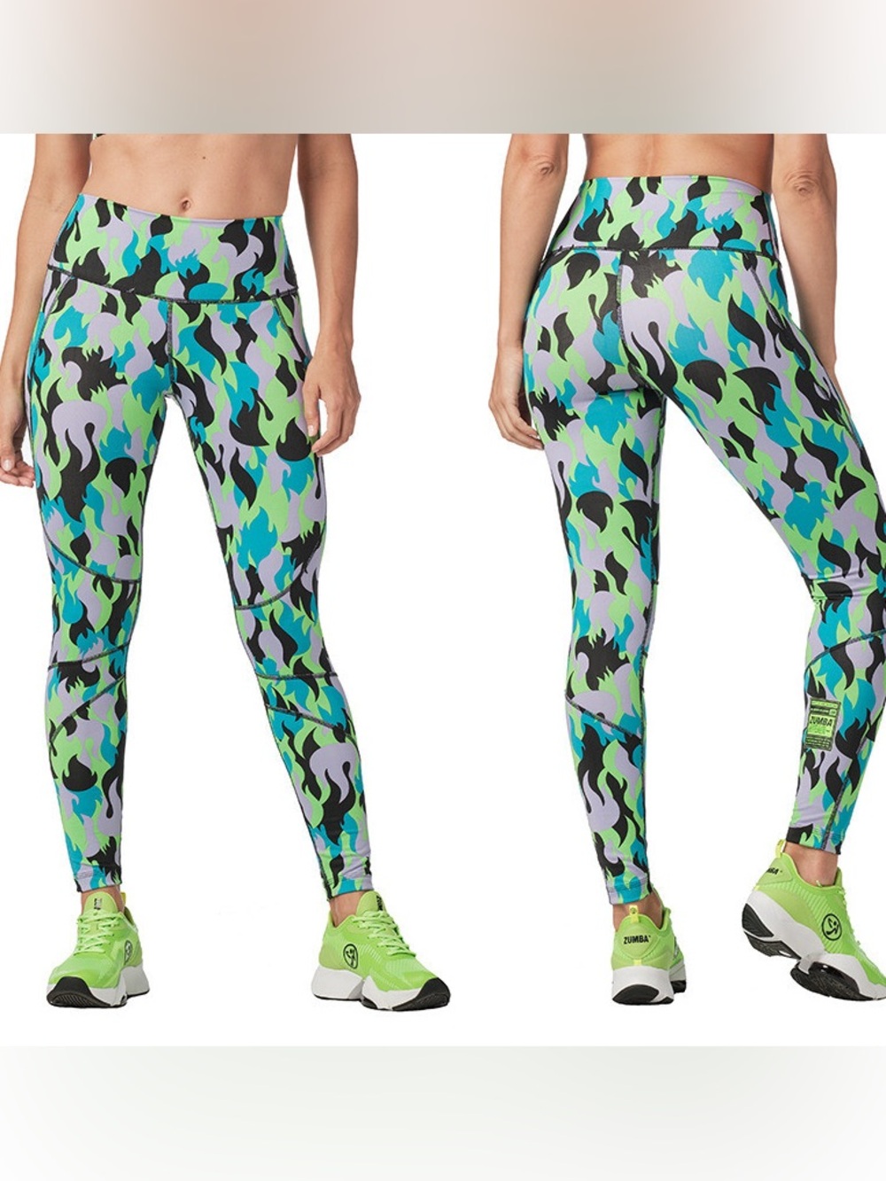 Zumba Fitness Women’s Size L High-Waist Printed Leggings – Like New